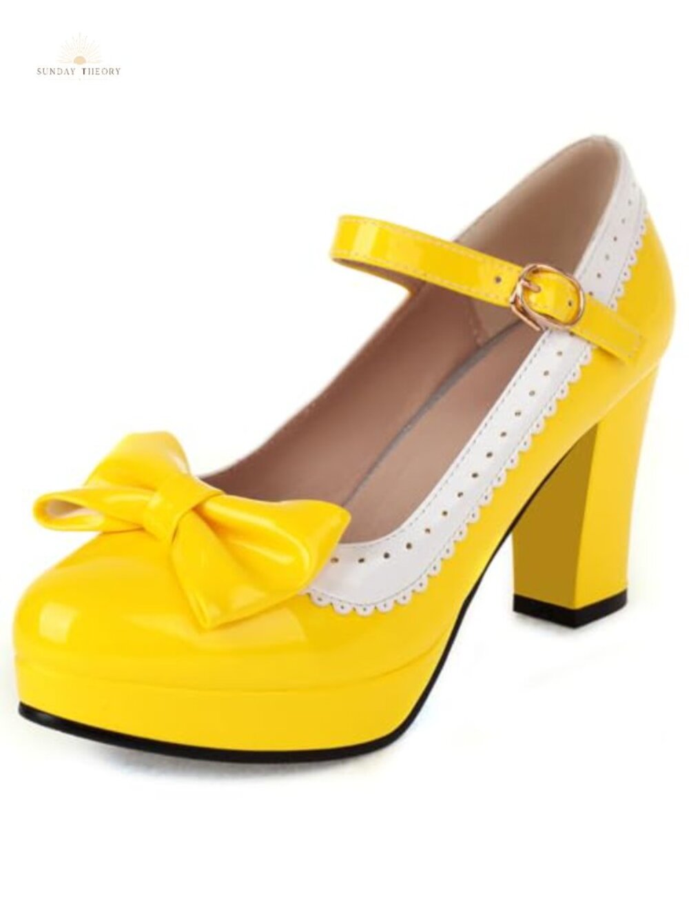 Kawaii Mary Jane Platform Heels Round Toe Bow Buckle Block Heels
